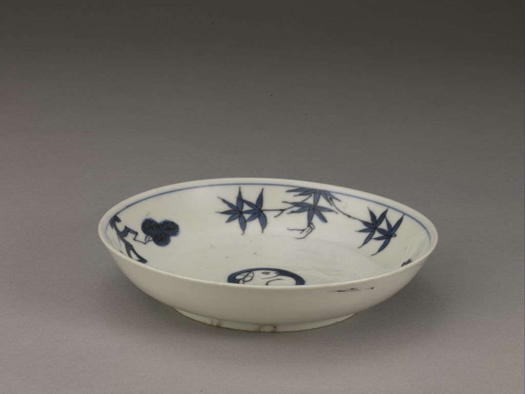 图片[2]-Imitation Xuande blue and white Sanyou flower rabbit plate-China Archive